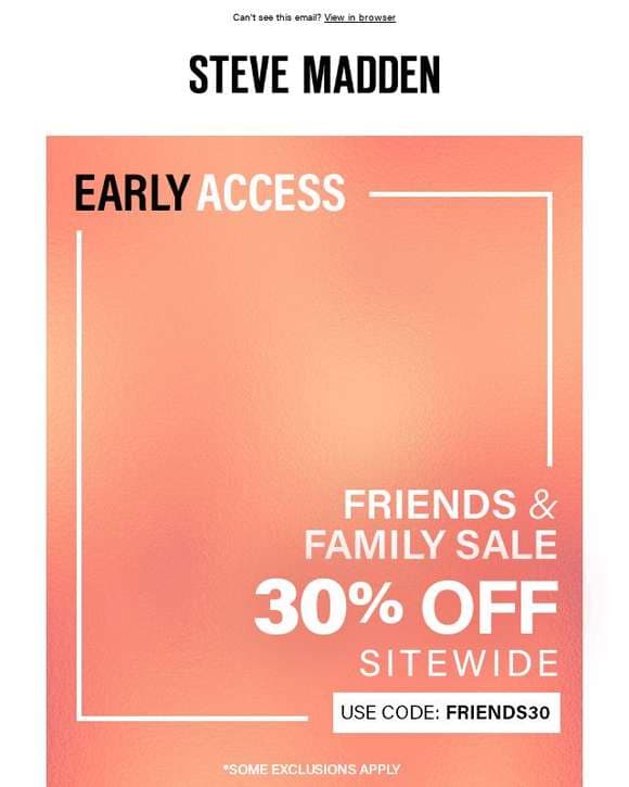 EARLY ACCESS: 30% OFF SITEWIDE