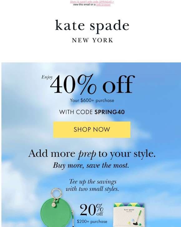 Up to 40% off is (still) here for spring