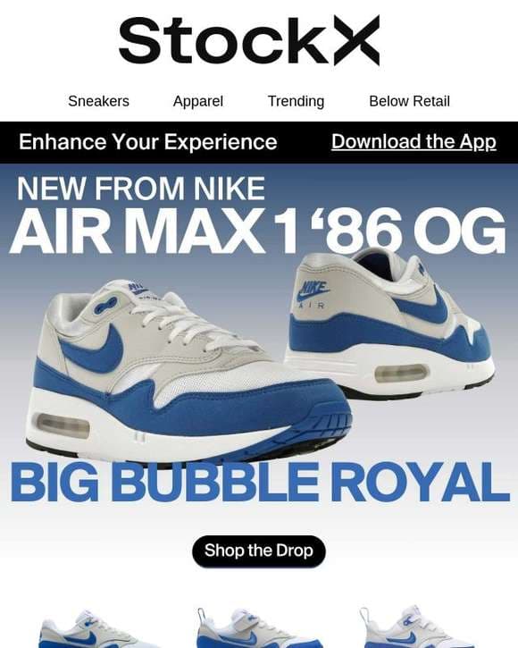 🔵  Air Max 1 Big Bubble Royal  🔵