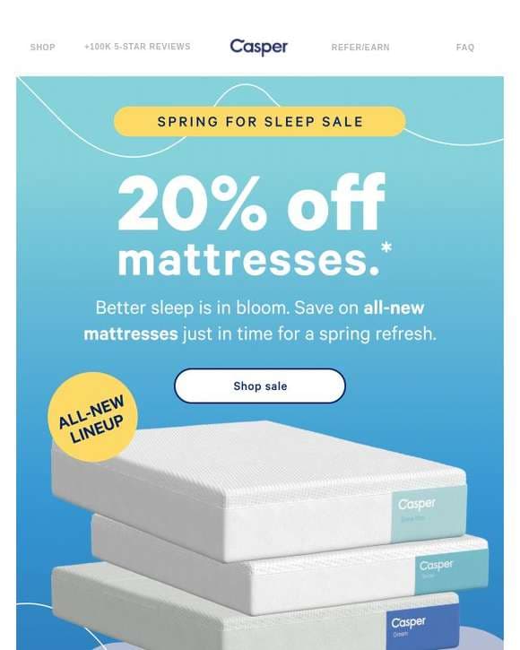 Spring into better sleep with 20% off mattresses. 🌷