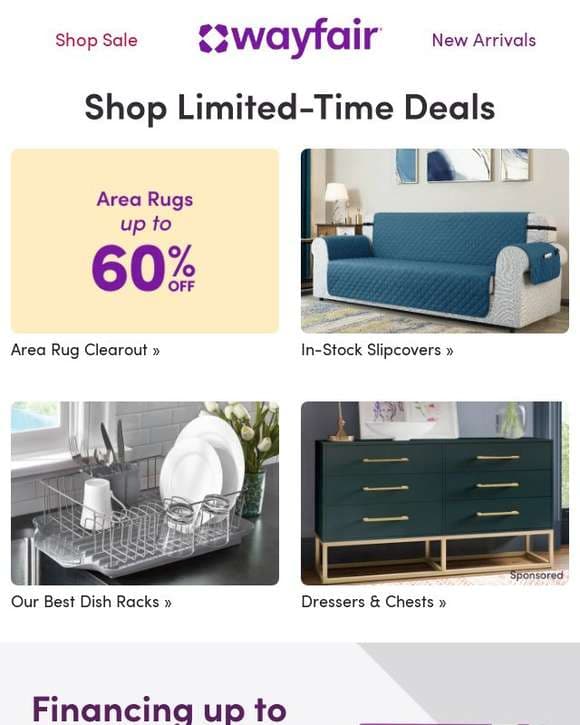 CLEAROUT ⏰ AREA RUGS UP TO 60% OFF
