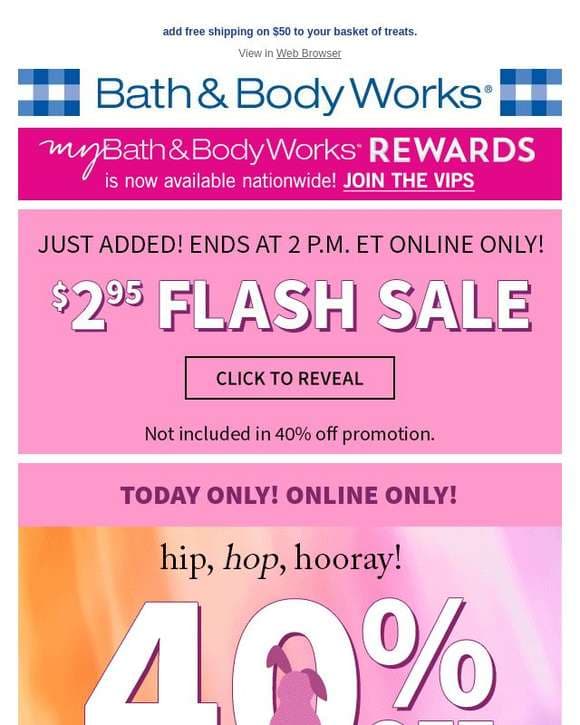 today only: 40% off! plus hop on 🐇 the $2.95 deals before they dash.