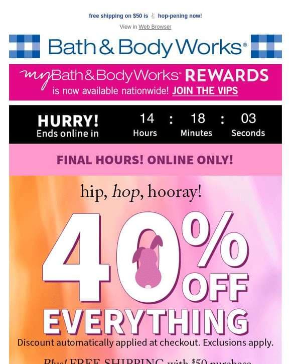⏲️ hours left! score 40% off EVERYTHING.