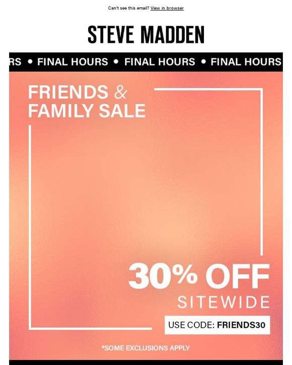 LAST CALL FOR 30% OFF SITEWIDE