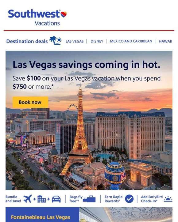 Book a Las Vegas getaway and save $100 😎
