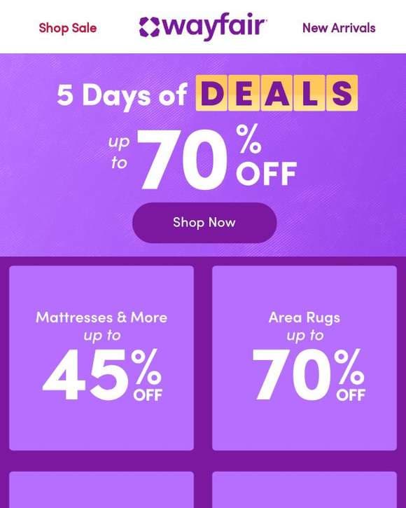  🤩 UP TO 70% OFF 🤩 5 DAYS OF DEALS 