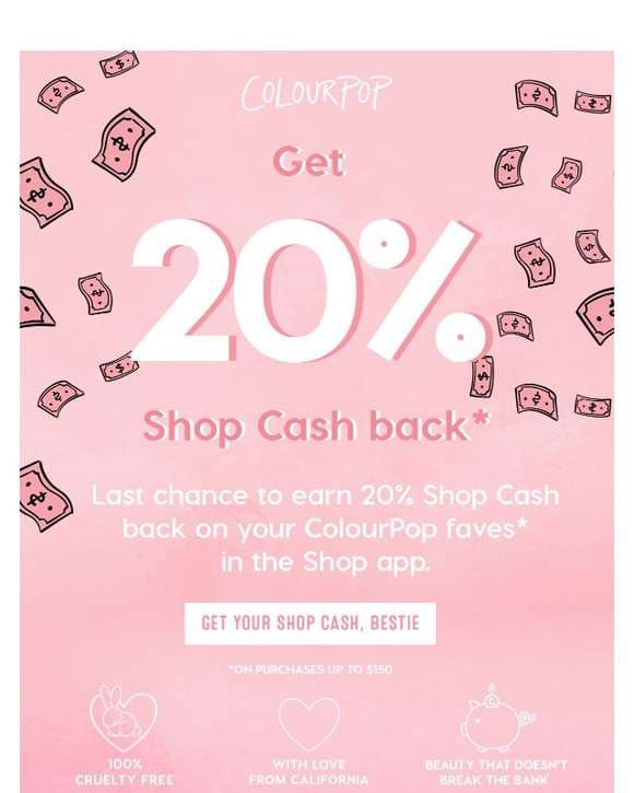 Omg - last chance to get 20% Shop Cash back!