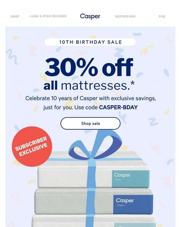Exclusive Offer: 30% off *all* mattresses!