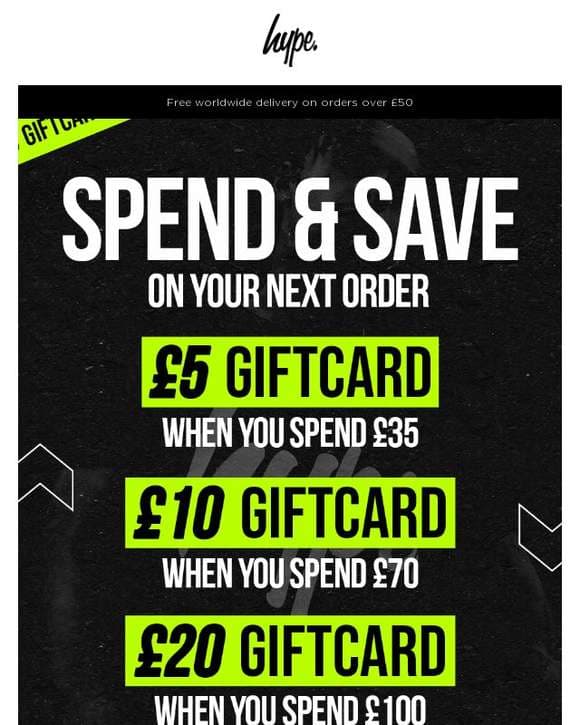 Spend and Save: Get £20 gift card with every order!💰