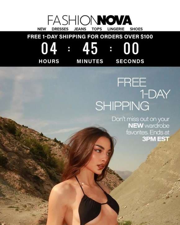 ⏳FREE  1-Day Shipping ENDS @  3PM⏳