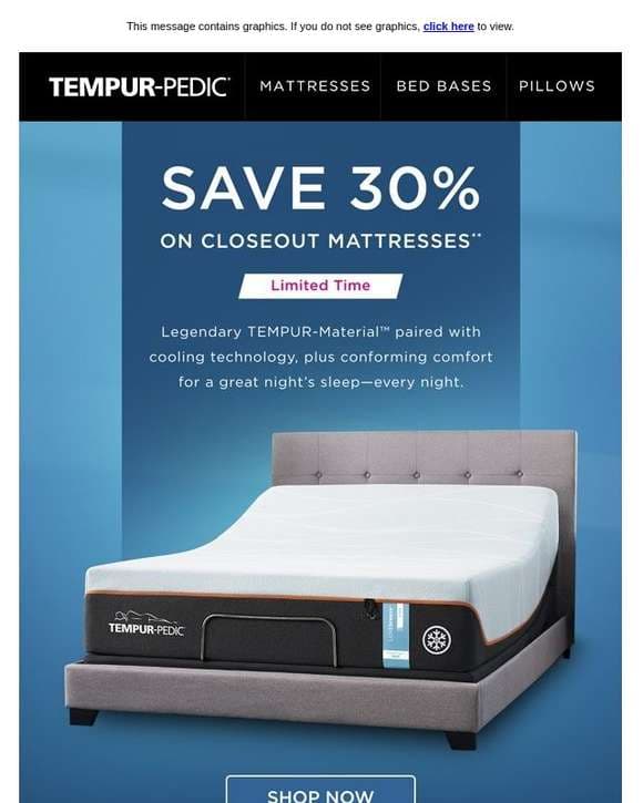 Save 30% on select mattresses