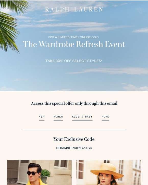 Your Exclusive Offer for Our Wardrobe Refresh Event Ends Tomorrow