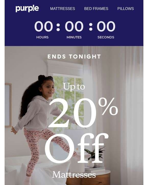 Final Countdown: Up to 20% Off Mattresses