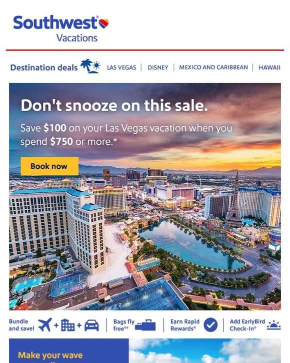Las Vegas vacation deals inside 😎 Book now for $100 off