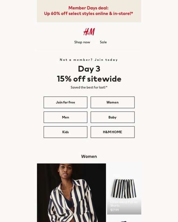 Member Days: 15% off sitewide