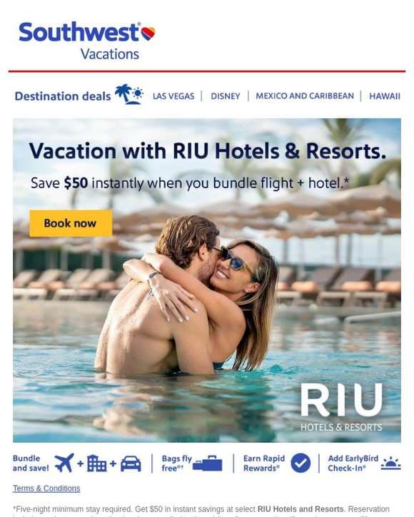 Adventures await! Unlock $50 off RIU Hotels & Resorts 🤩