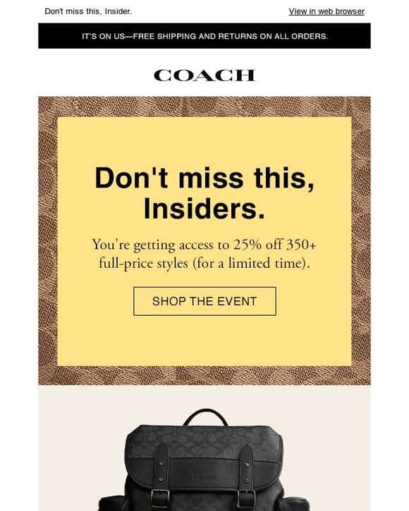 By invitation only: 25% off.