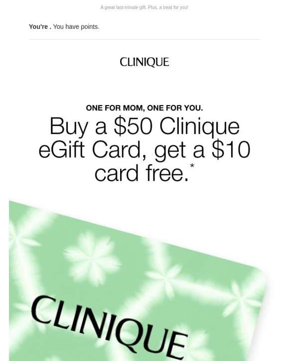 Limited-time eGift Card offer 😍 Buy 1, get a $10 card free.