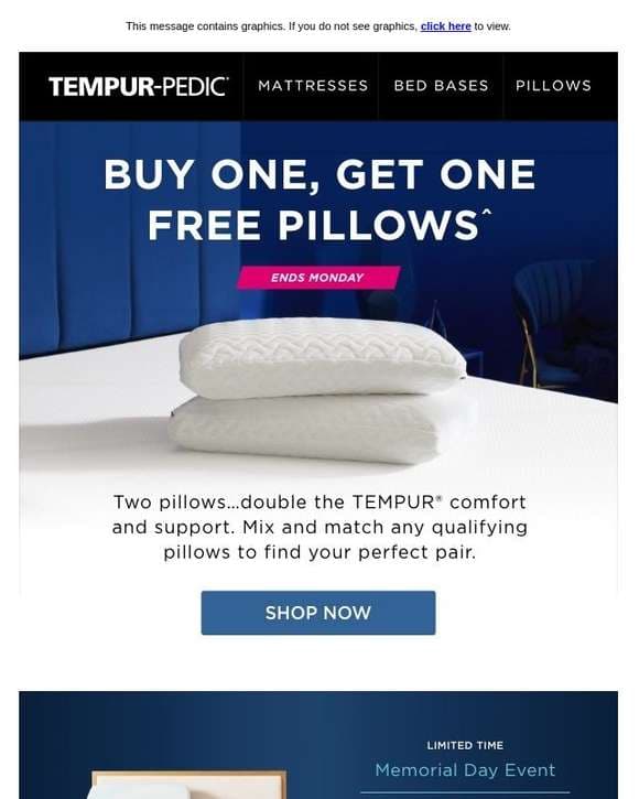 Shop BOGO Pillows for a limited-time