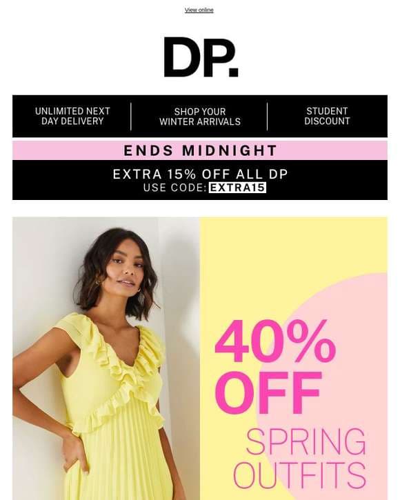 EXTRA 15% off ENDS MIDNIGHT