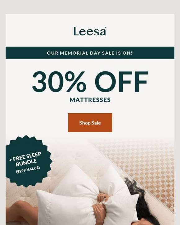 Memorial Day savings hit high-gear with 30% off mattresses