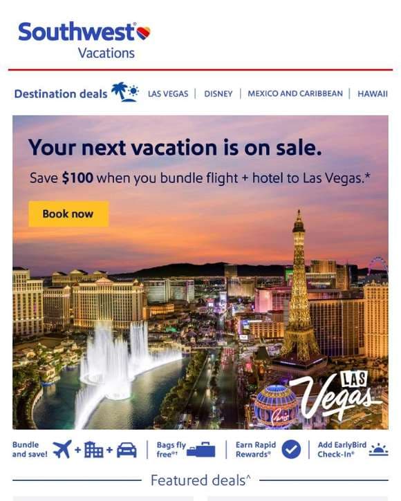 Score up to $100 off your Las Vegas getaway 🙌