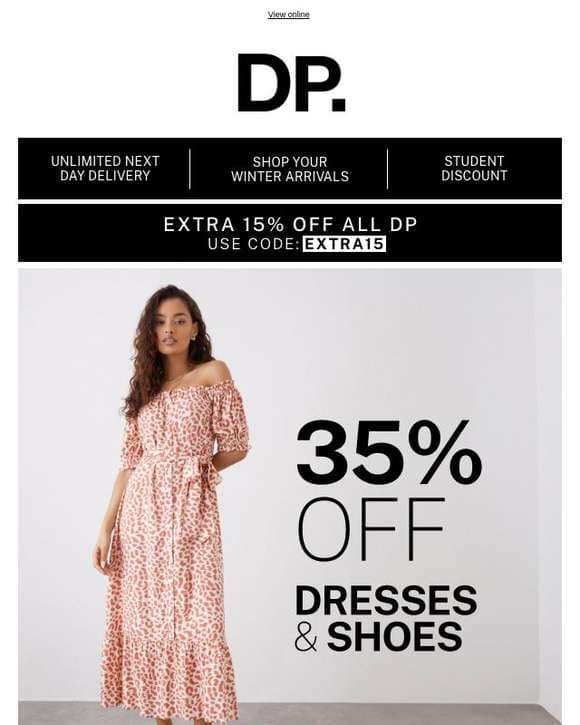 35% off dresses & shoes + Extra 15% off everything