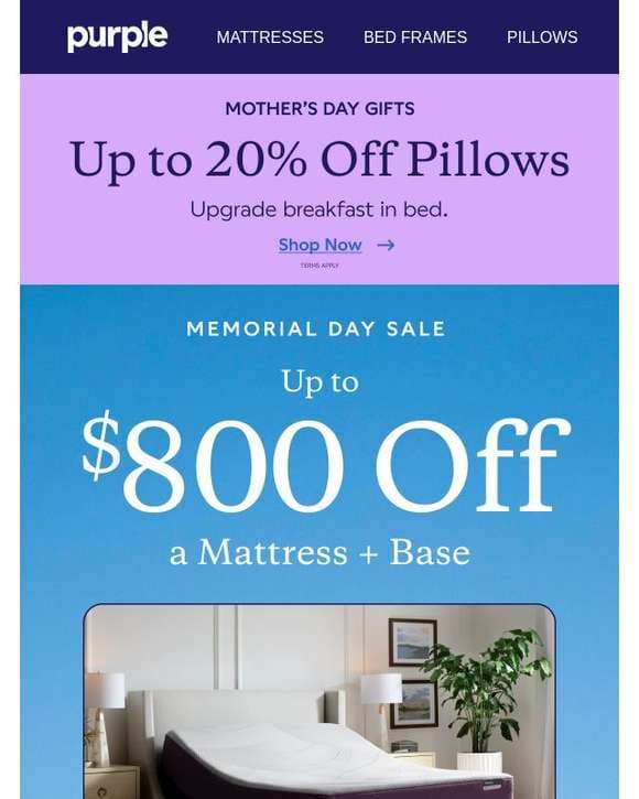 Up to $800 Off a Mattress and Base