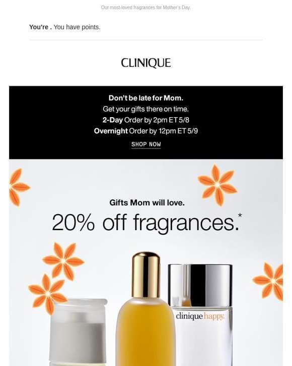 💝 For scent-sational moms. 20% off fragrances.
