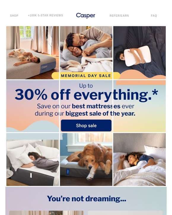 30% off the mattress you’ve been dreaming of.
